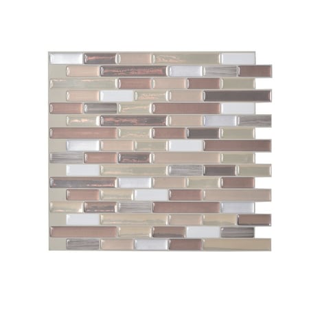 Smart Tiles Smart Tiles 9.1 in. W X 10.2 in. L Beige/White Mosaic Vinyl Adhesive Wall Tile 4 pc SM1053-4
